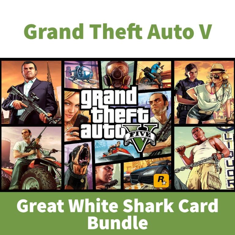Grand Theft Auto V + Great White Shark Card Bundle, Video Gaming, Video