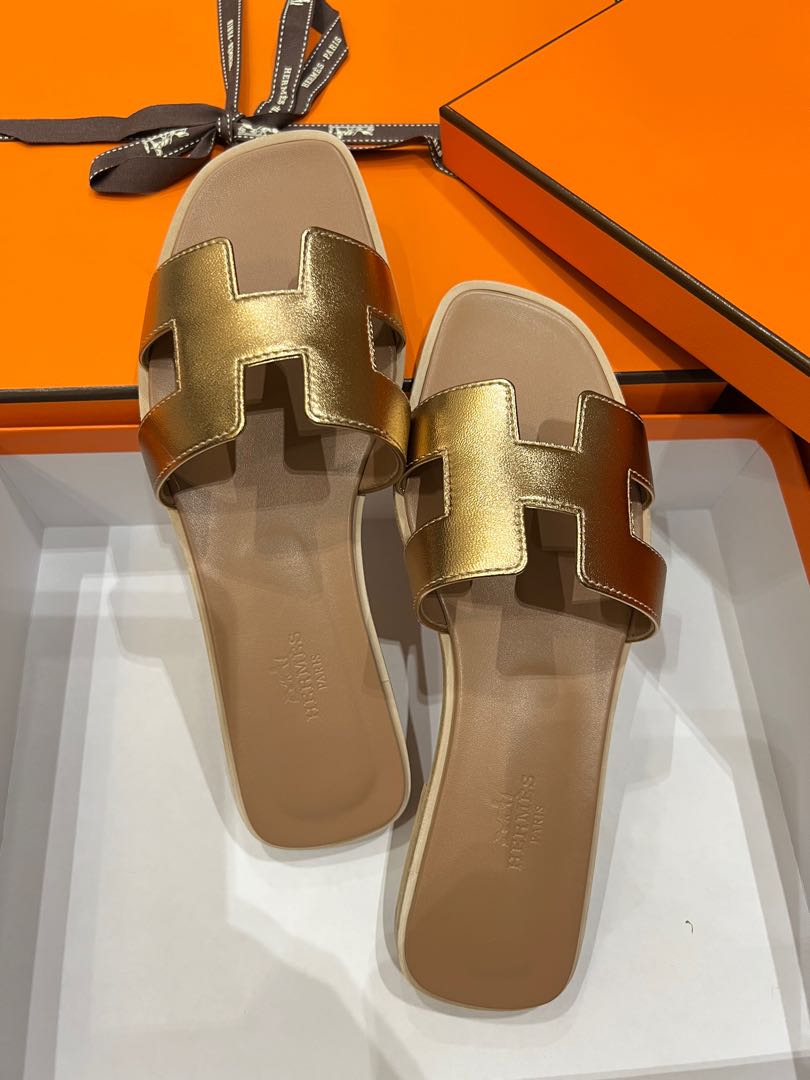 Gold best sale h sandals