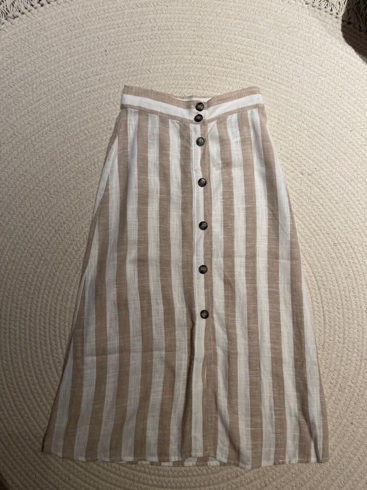 H&m striped midi skirt hot sale