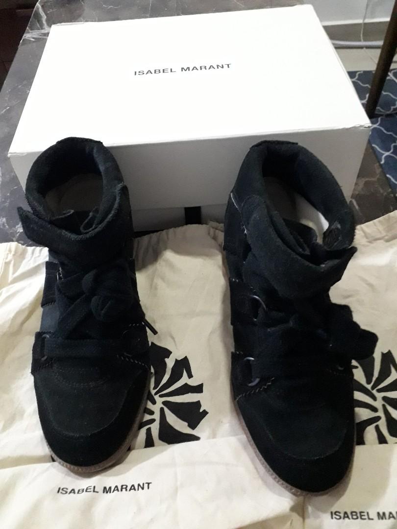 Isabel Marant Etoile Black mid top sneakers builtin 2