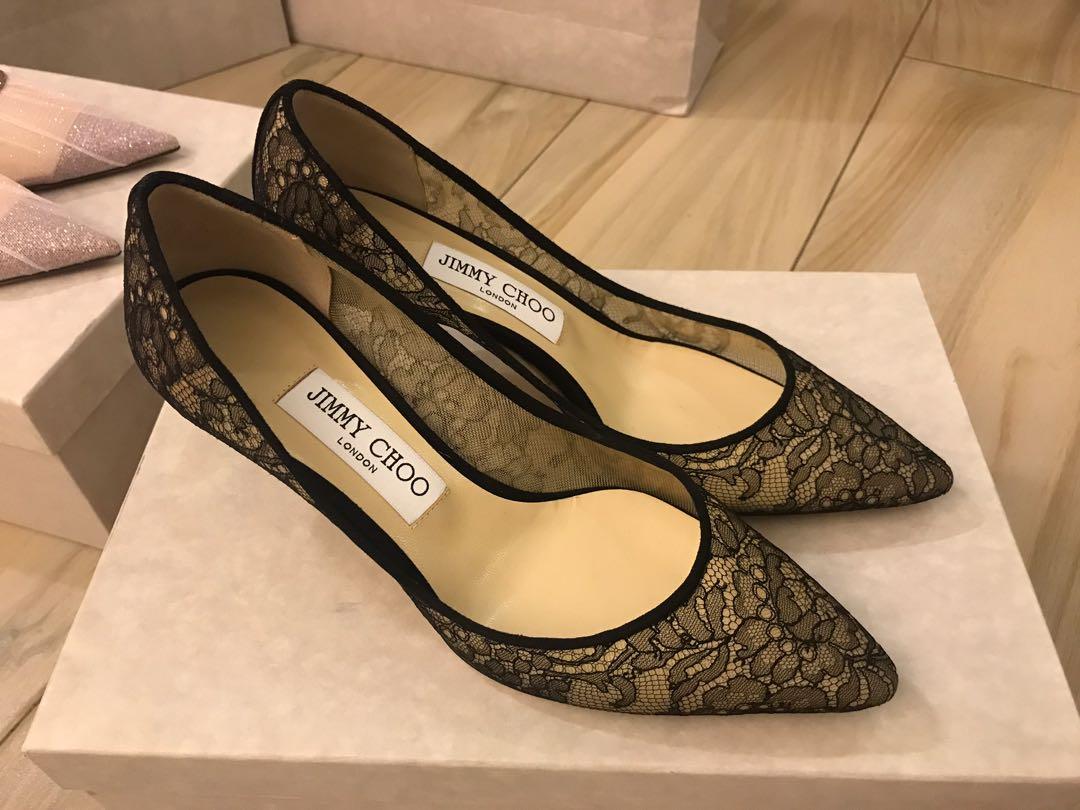 Jimmy Choo Romy 60 Chantilly Floral Lace Black Size 37