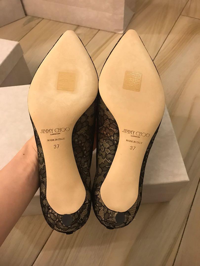 Jimmy Choo Romy 60 Chantilly Floral Lace Black Size 37