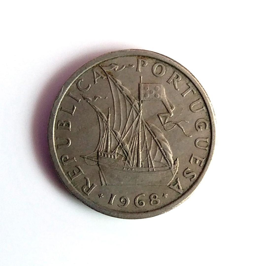 葡萄牙(第二共和國時期)錢幣> 1968 Republica Portuguesa (Portugal) 5$00 Escudos  Copper-nickel Coin (Circulated 已流通)(Ref: Pg500e68_xm18), 興趣及遊戲, 收藏品及紀念品,  錢幣- Carousell