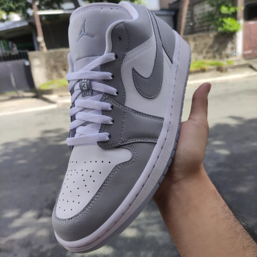 Air Jordan 1 Low White Wolf Grey Womens shoes 