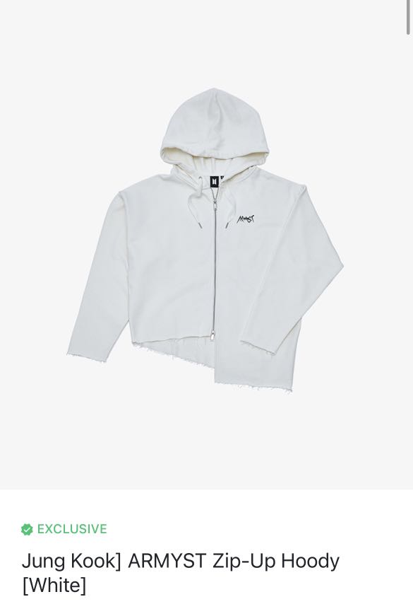 BTS ジョングク ARMYST ZIP-UP HOODY  パーカー グク 白