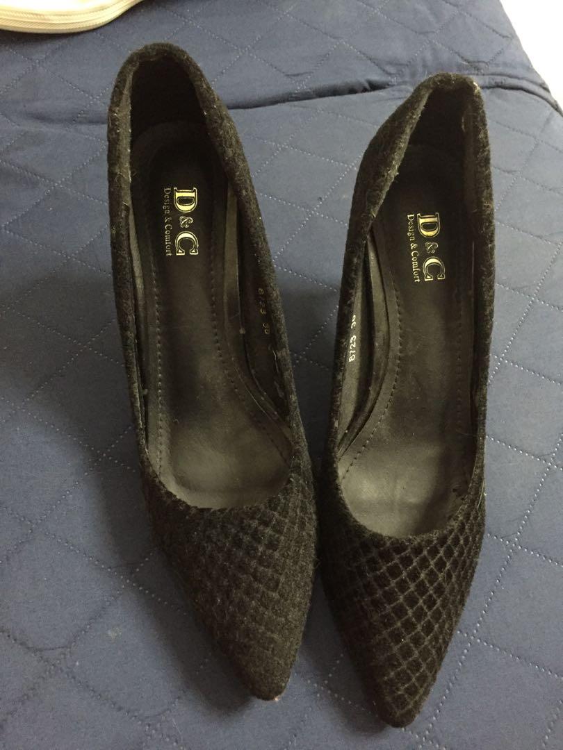 Keds and D&C Velvet black High Heels, Women's Fashion, Footwear