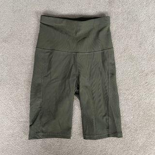 Khaki Ribbed Bike Shorts