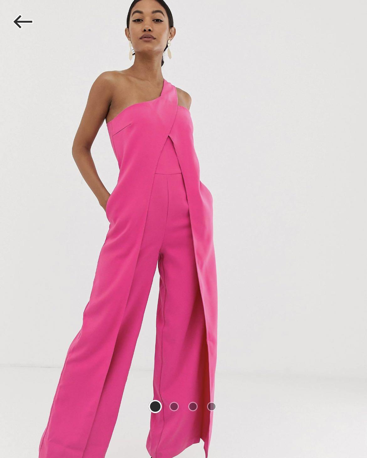 Lavish Alice Hot Pink One Shoulder Jumpsuit Women s Fashion