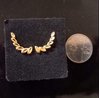 Leaf Ear Climber- 18k Pawnable Saudi Gold Earrings