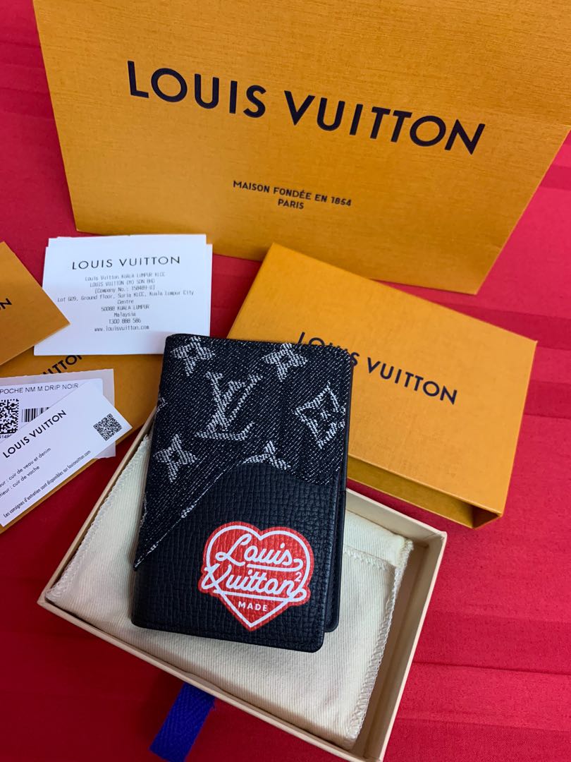 Louis Vuitton Nigo LV Made Black Monogram Denim Pocket Organizer Card Wallet  1118l14