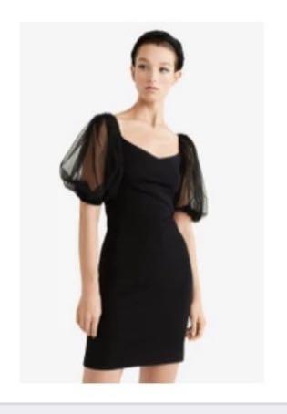 Mango black mesh puff sleeve dress Women s Fashion Dresses