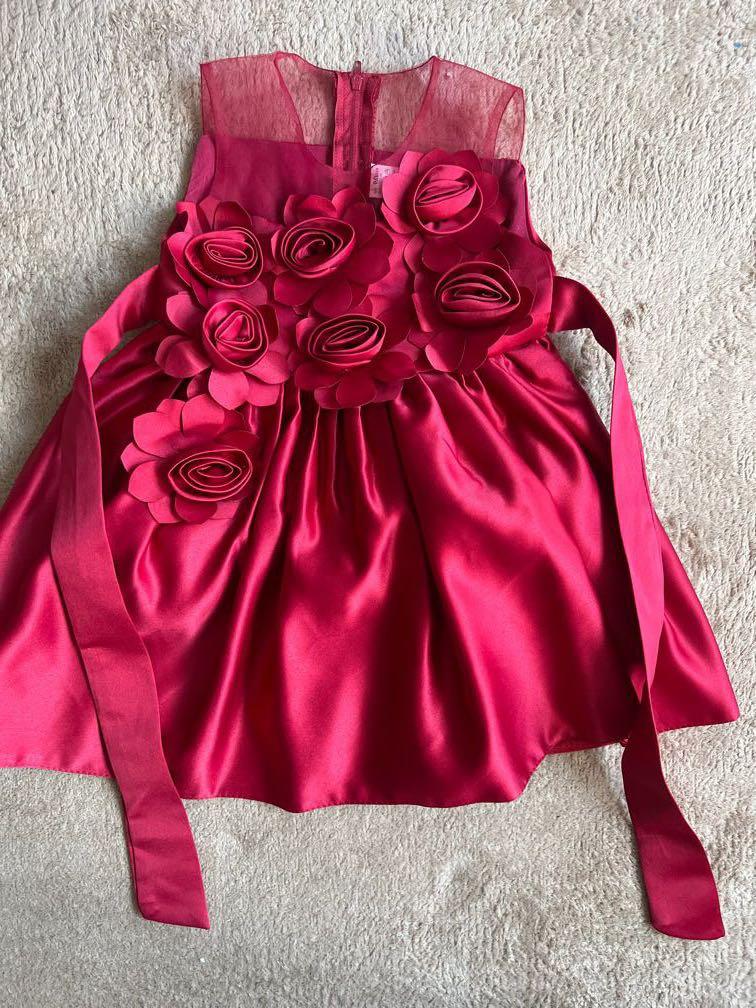 Maroon dress baby girl discount