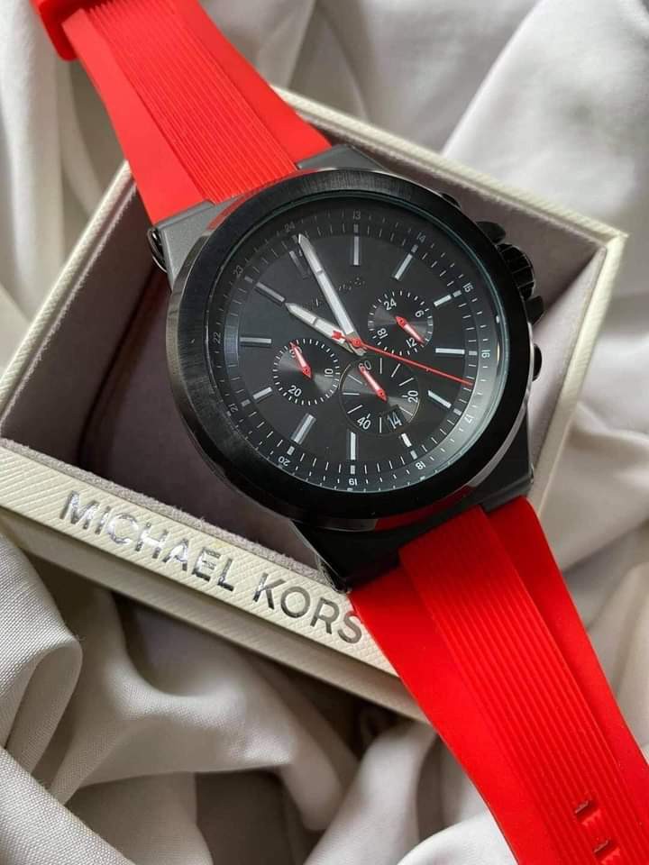 Red and black discount michael kors watch