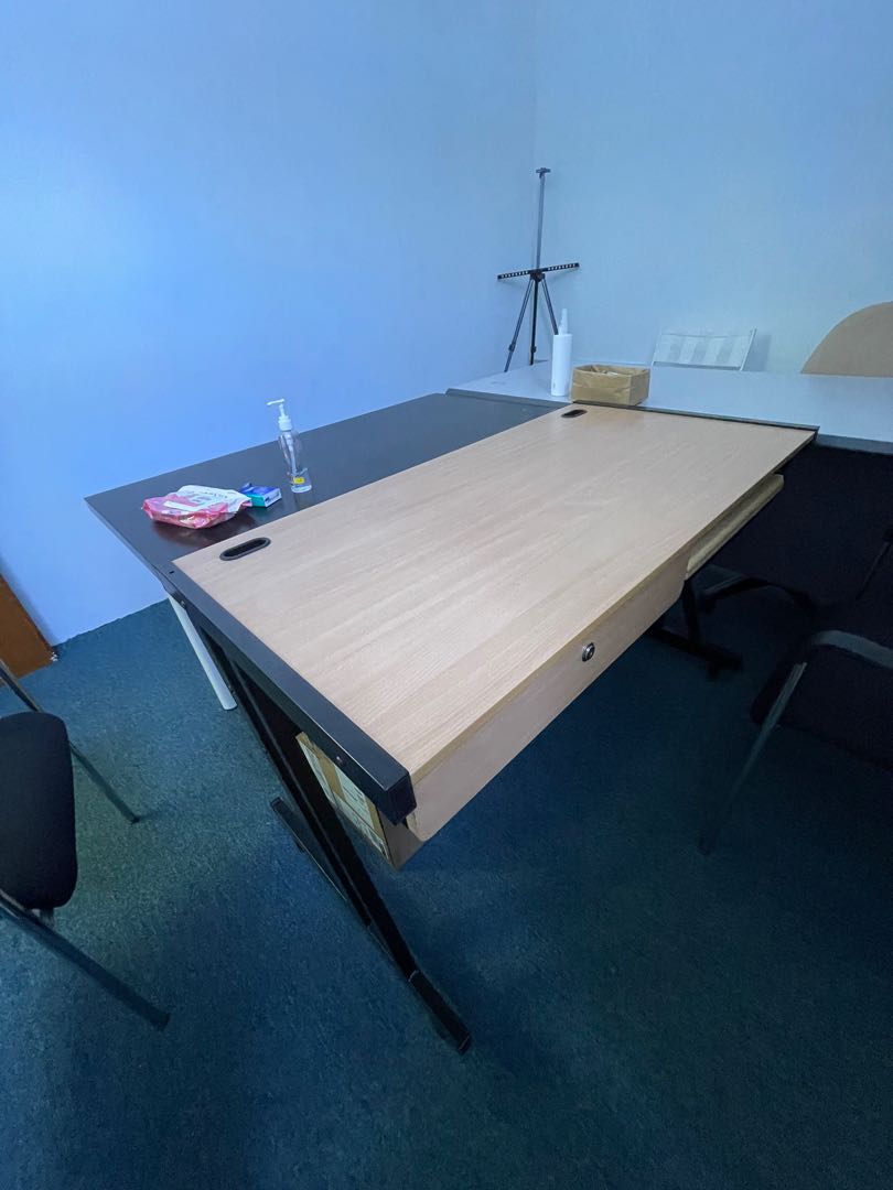 Moving Out Sales! Office table with drawers, Furniture & Home Living