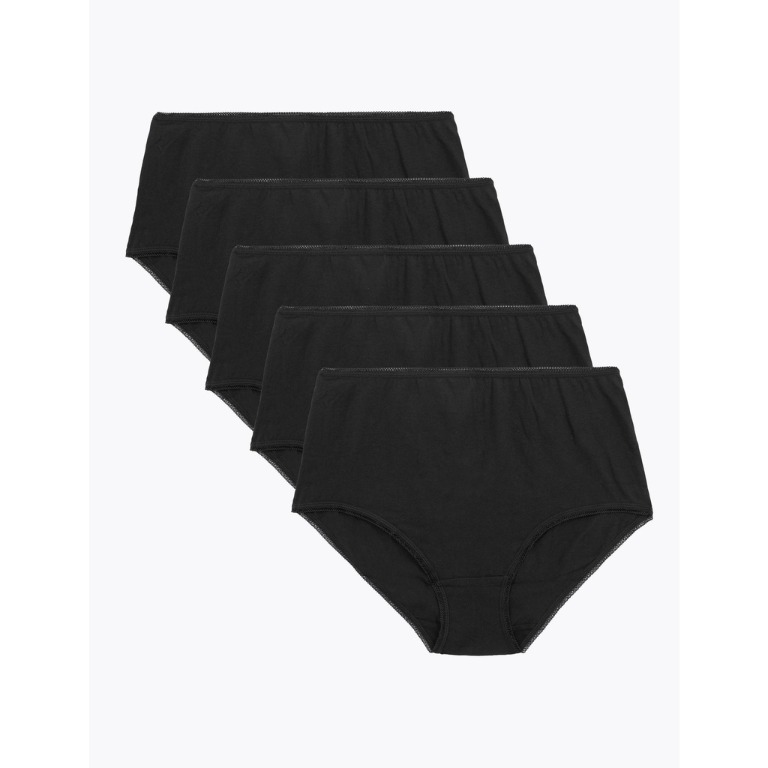 M&S 5 Pack Cotton Lycra High Rise Full Briefs, Women's Fashion, New