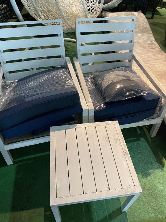 Outdoor Balcony Lounge chair set with side table, Furniture & Home