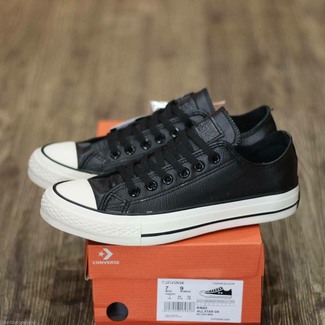 READY STOCK CONVERSE CT AS LEATHER LOW BLACK WHITE Fesyen Pria Sepatu Sneakers di Carousell