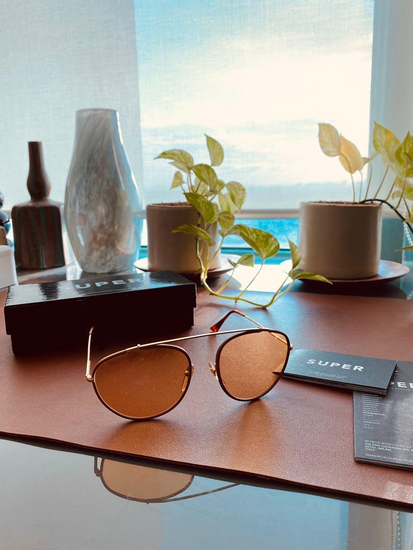 Retro Super Future Ochre Sunglasses (Category: Sunglasses & Eyewear) located in Makati City. Submitted by csshops (Listing ID 1140140887, Image 2). Description: -Bought full-price at Ronnie & Joe SM Aura -Very retro and cool, leather-rimmed Ochre sunglasses -Handmade in Italy -Authentic or double your money back .