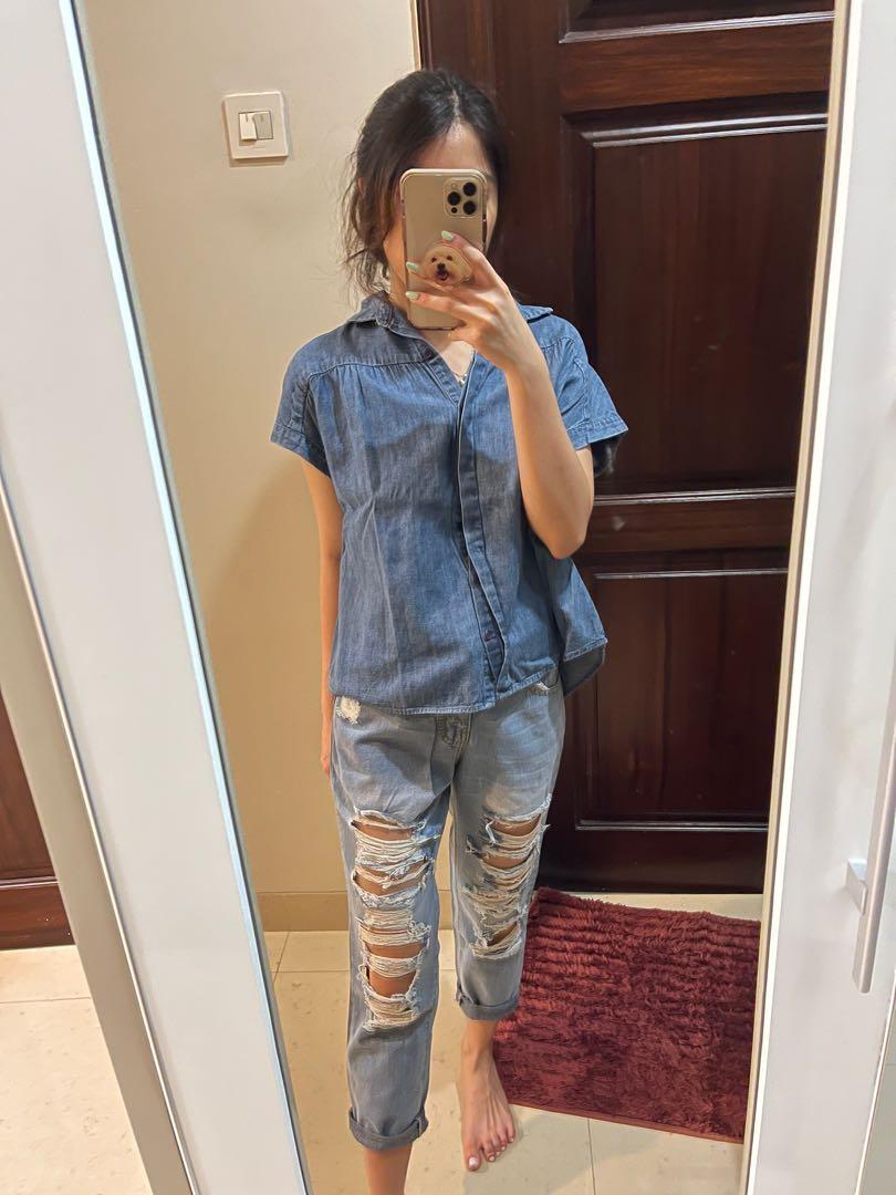 Ripped boyfriend jeans (hip and tell 