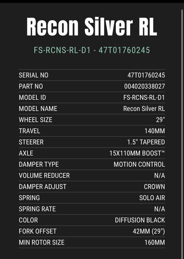 140mm rockshox new arrivals recon rl fork