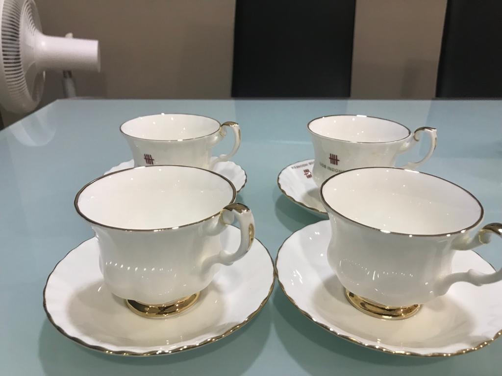 royal albert white val dor soup coupe bowl & saucer several available val d'or 