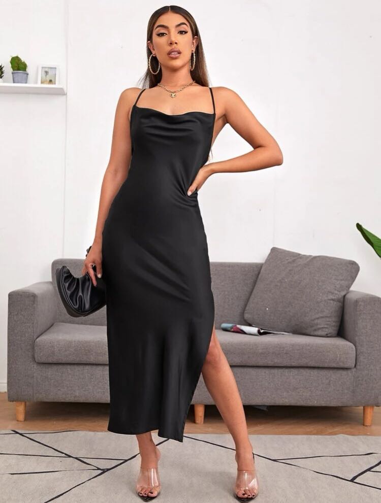 Shein black long dress hotsell