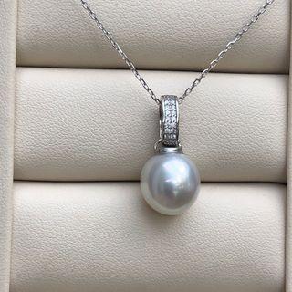 Genuine 12mm Gray South Sea Shell Pearl CZ 18KGP Pendant Necklace Earrings Sets
