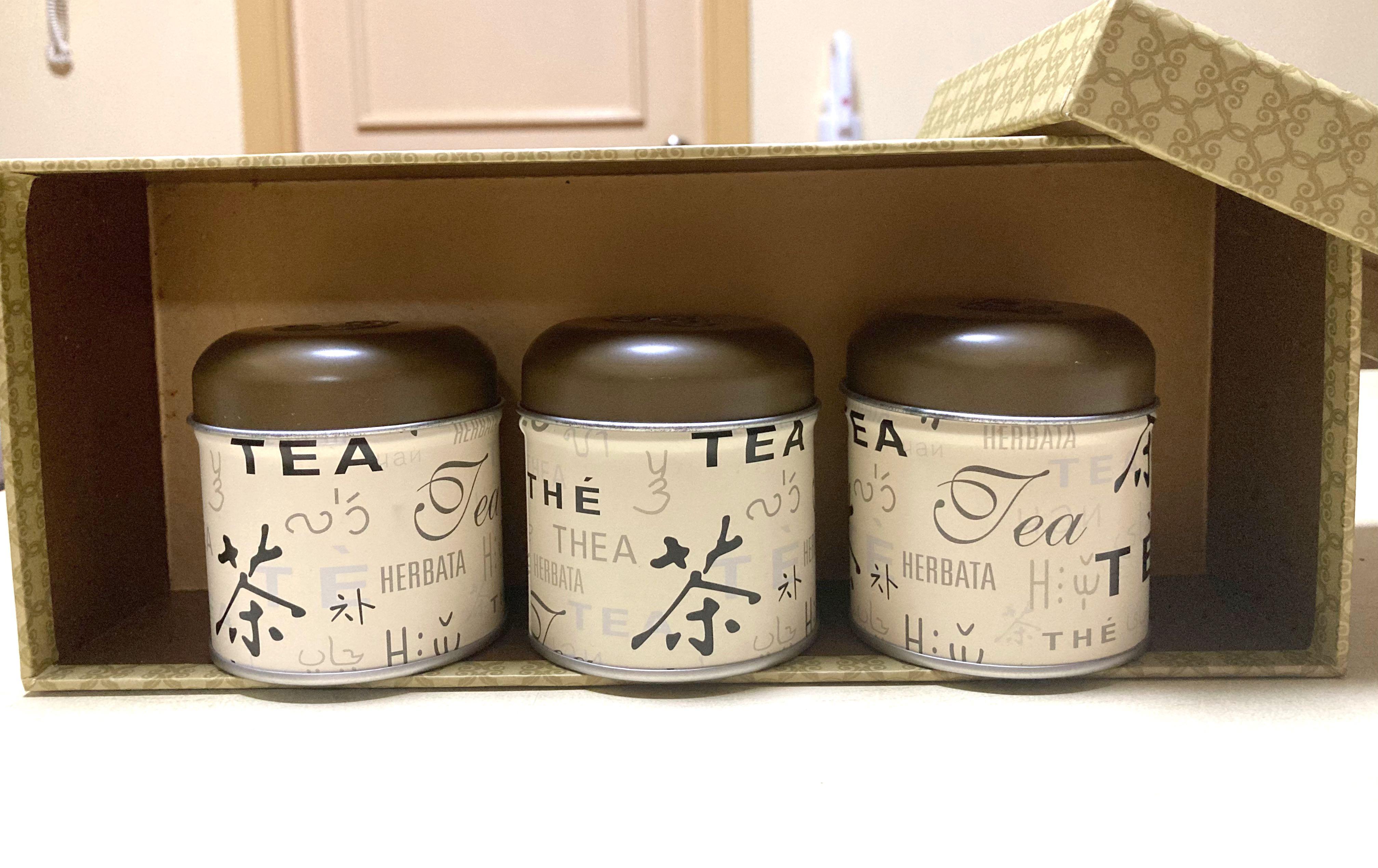 Take All High Quality Tea Tin Cans w/ Gift Box (Category: Coffee & Tea Tableware) located in Cebu City. Submitted by kawaiiparty (Listing ID 1140220450, Image 1). Description: -Empty tins, Can be used for organizing -Box is very durable and hard, matte finish, dull gold inner -Missing 1 tea can (3/4 available) -Small tarnish at the rim -LP posted for this one Payments via Gcash or bank transfer :).