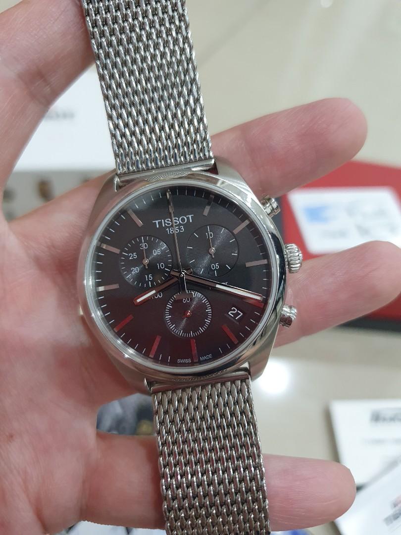 Tissot pr 100 chronograph silver dial mesh bracelet men's watch on sale