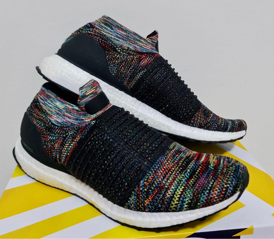 UK9.5 Adidas Ultraboost Laceless Black multicolor BRAND NEW