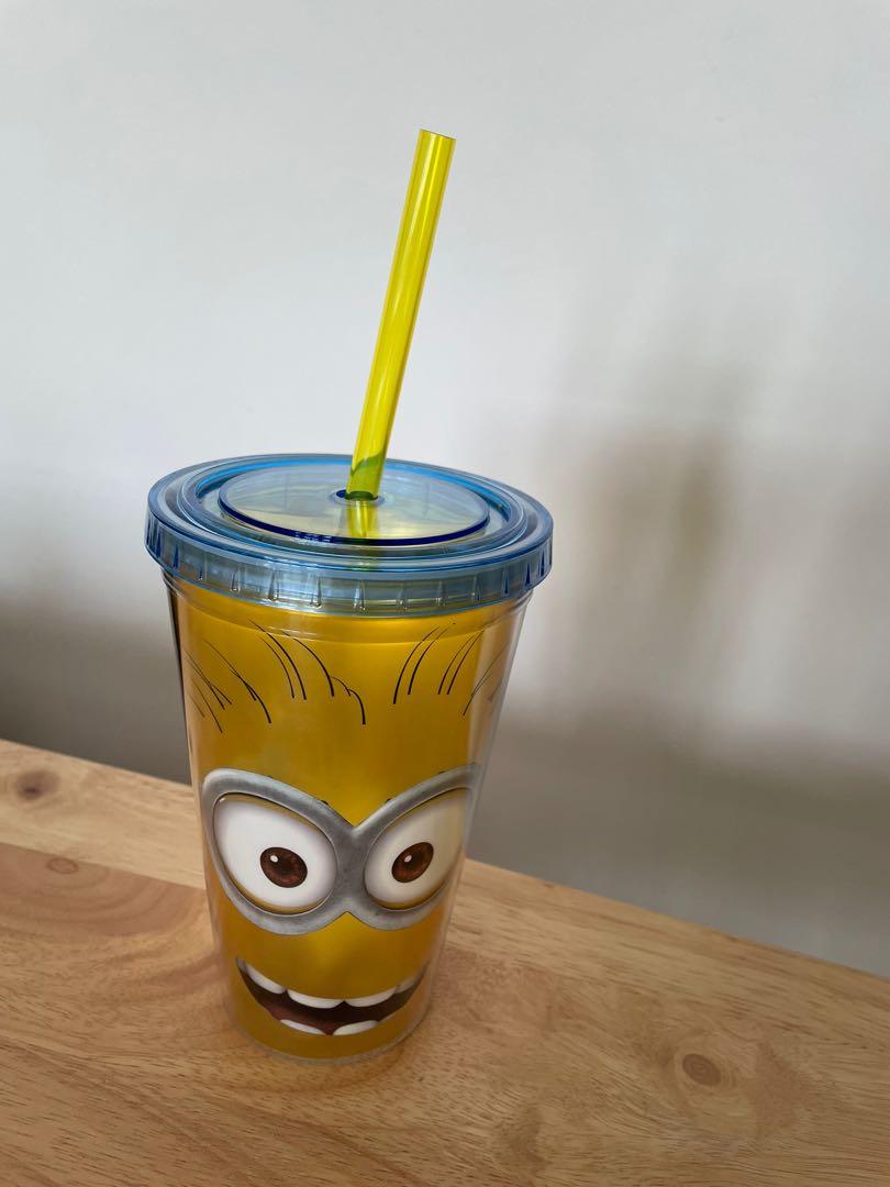 Universal Studios Despicable Me Minion Water Drink Bottle with Straw