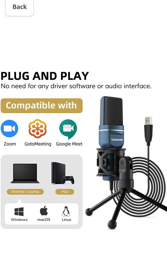 USB Microphone, TONOR Computer Cardioid Condenser PC Gaming Mic, Audio