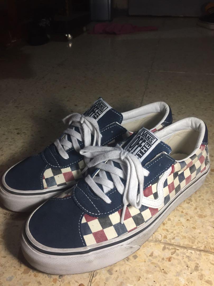 blue plaid platform vans