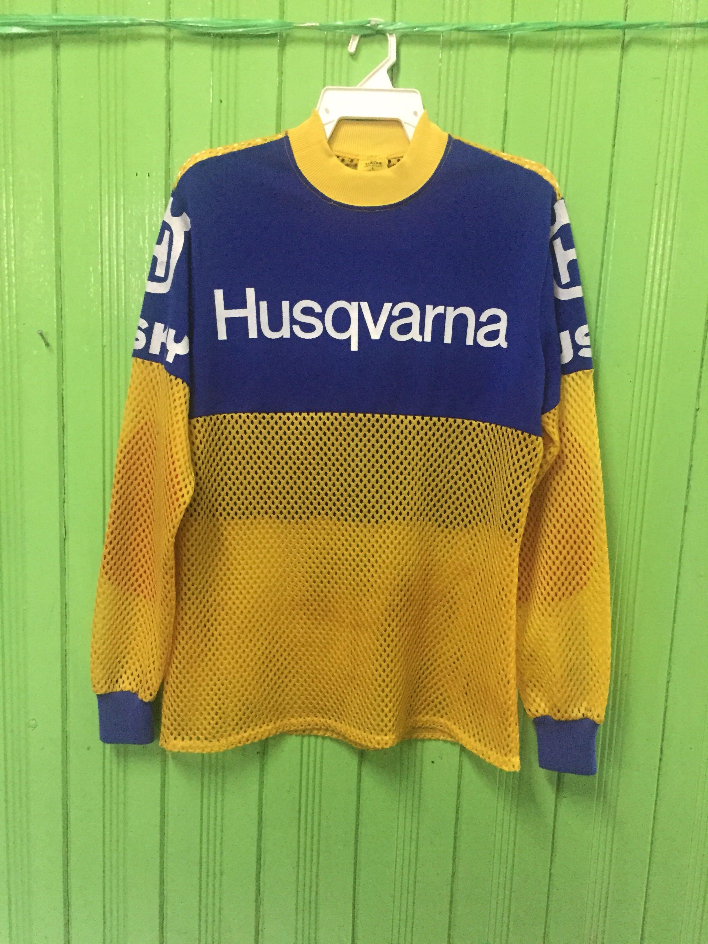 VINTAGE HUSQVARNA MOTOCROSS JERSEY SIZE L MADE IN USA Men s
