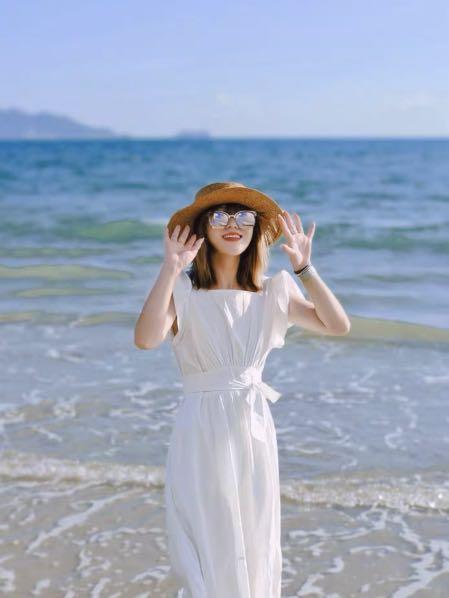 White dress beach photoshoot clearance