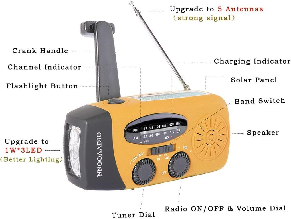 Survival Hand Crank Dynamo Wind Up AM FM Weather Radio Emergency Solar Radio 