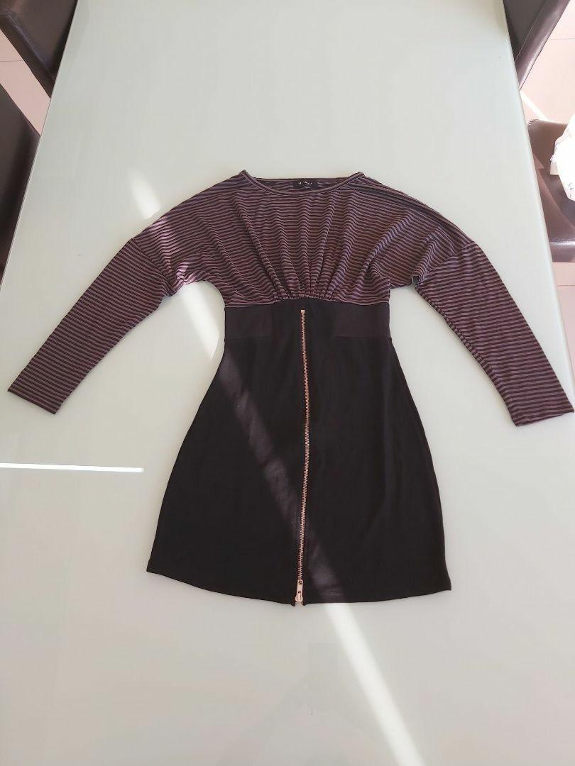 Wisdom Dress (Category: Dresses) located in Pasig City. Submitted by panavi (Listing ID 1140170454, Image 1). Description: Used Once Black and Gray Stripes with Zipper at the bottom fits Xs to Small Length: 31 1/2 inches.