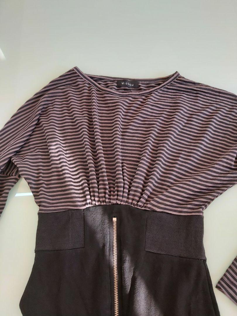 Wisdom Dress (Category: Dresses) located in Pasig City. Submitted by panavi (Listing ID 1140170454, Image 2). Description: Used Once Black and Gray Stripes with Zipper at the bottom fits Xs to Small Length: 31 1/2 inches.