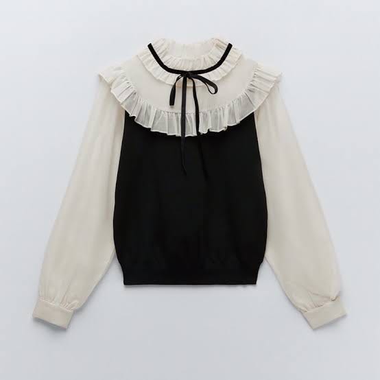 Zara contrast organza sweater Outlet