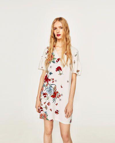 SOLD!! Zara flora v neck white dress 