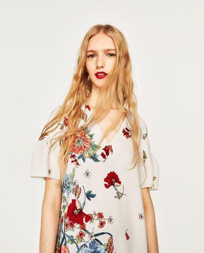 SOLD!! Zara flora v neck white dress 