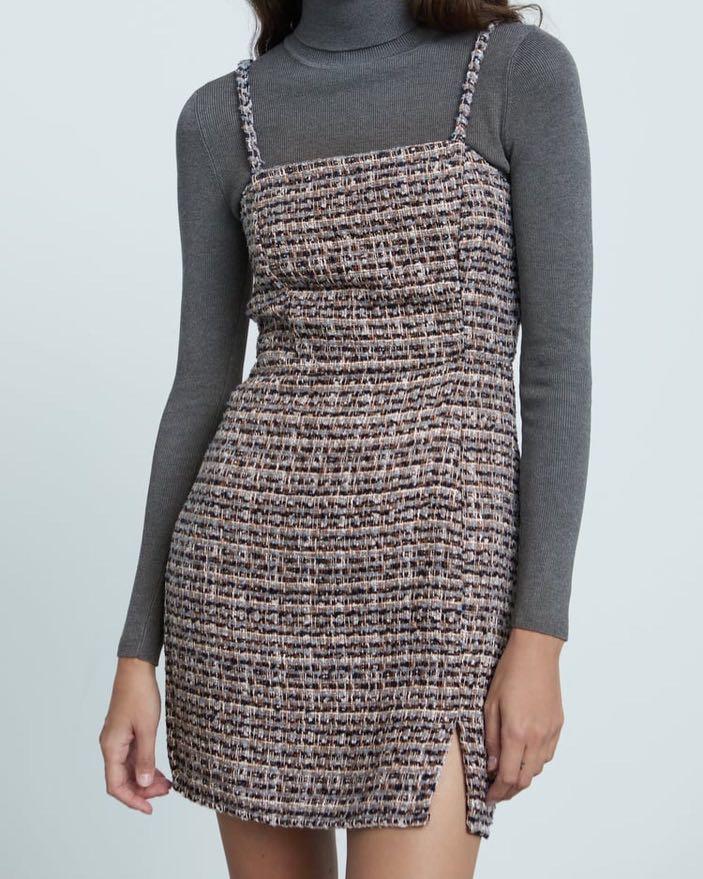 zara textured weave mini dress, Women's 