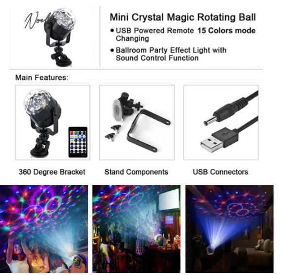 15 Color Led Stage Light Mini Projector Dj Disco Ball Strobe Light With  Remote Control Rgb Sound Party Lamp For Home New Year