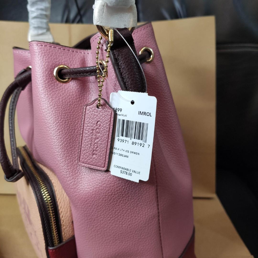 Coach jes drawstring bucket bag in colorblock with horse and carriage on sale