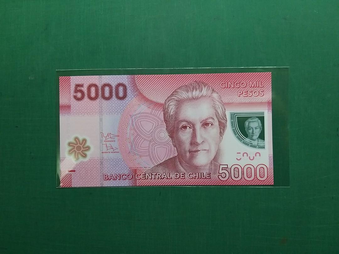 2009年{美洲}智利5000比索塑膠鈔女詩人CE00005626全新直版UNC級, 興趣及遊戲, 收藏品及紀念品, 錢幣- Carousell