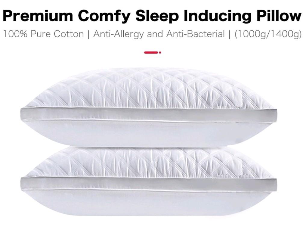 Pure Comfort Hi Quality 1000g Hollowfibre Filling Pillows  Firm Support 