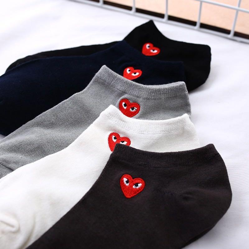5pcs CDG Heart cotton Socks