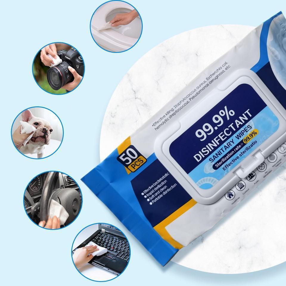 99% Disinfection Wipes (Category: Medical Supplies & Tools) located in Pasay City. Submitted by emil_online_shop (Listing ID 1140271815, Image 2). Description: 50 pcs 99% Disinfection Wipes, Disposable wipes can inhibit 99% of bacterial viruses Description: 1.Natural herbs, plant ingredients,Non-alcoholic. non-irritating, care for the skin 2.With 4 functions, cleansing, care, makeup removing, moisturizingHand disinfection, facial makeup removal, 