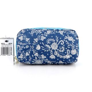 日本 LeSportsac 淺藍色花紋帆布 RECTANGULAR 化妝袋64193777223170110