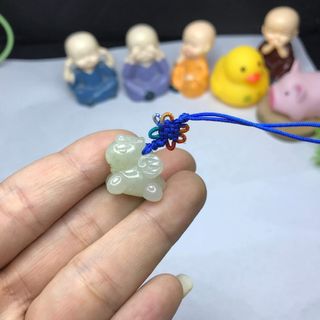 Natural Myanmar A Jadeite Snow梨 Color 3D Pegasus Bag Pendant/Phone Charm64202486163843110